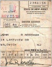 1959 New Jersey Driver License Nordham Waldwick Bergen County Motor Vehicle picture