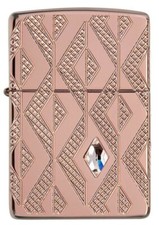 Zippo 49702, Geometric Diamond Design Rose Gold Armor Lighter, Deep Carved picture