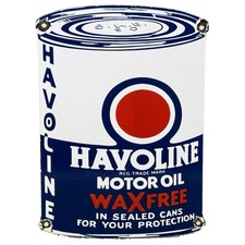 VINTAGE HAVOLINE MOTOR OIL PORCELAIN SIGN GAS STATION TEXACO SERVICE GARAGE OIL picture