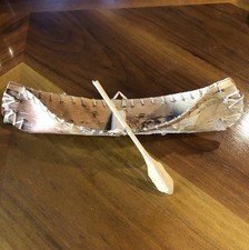 VNTG Alaskan Birchwood Model Canoe 11”  Hand Crafted Official Made in Alaska  picture