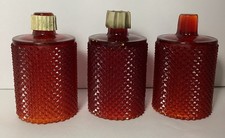 3-Vintage Red Sawtooth Diamond Point Glass Votive Candle Holders Sconce ~AS IS  picture