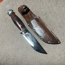 Excellent Vintage Cattaraugus Woodcraft Style, Red Blk Brn Leather Spacers picture