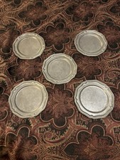 SET OF 5 Vintage Crown Castle Limited pewter bread salad plates  6 1/2” colonial picture