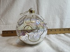 Vintage 2000 Disney Mickey Mouse Clear Glass Christmas Ornament Gold Glitter picture