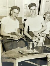 BR Large Photo Cute Group Handsome Military Men Washing Dishes Trays 1940-50's picture