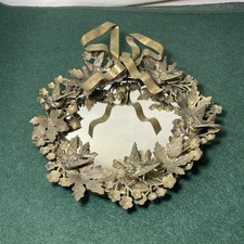 Vintage Petites Brass Floral Hummingbird Wreath Mirror With Bow Dresden Small 7
