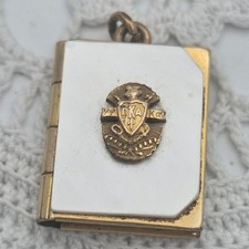 Vintage Pi Kappa Alpha Gold Filled Sweetheart Locket Book Pendant PIKA La Mode picture