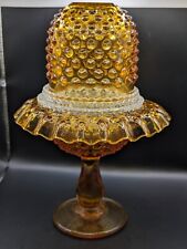 Fenton Fairy  Lamp Amber Hobnail Glass 3 Piece Candle Holder 9in Light picture