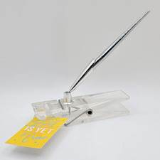 BIG Vintage 1980's Acrylic Clothespin Ink Pen & Paper Clip Note Holder/Oversized picture