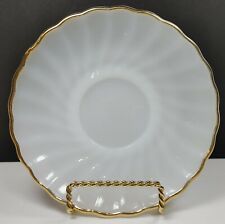 Anchor Hocking White Gold Fire King Lightweight Round Shaped Shell Saucer Plate picture