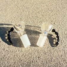 2Pcs Premium 14mm Black Horn Bowl Holder Thick Glass Made Built-in Screen picture