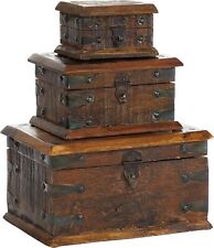 Reclaimed Wood Box with Hinged Lid, Set of 3 11