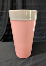 Vintage Hull Pottery Cyclinder Vase Pink With Gray Drip Glaze #71 9