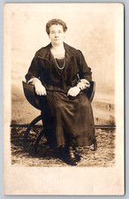 RPPC c1920s Edwardian Curule Chair Portrait Mrs. Olsen Postcard picture