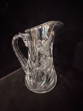 ABP Wild Rose Hand Cut Crystal Pitcher Signed 1895-1914 picture