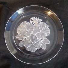 Hoya Heavy Crystal Plate FLOWER OF THE MONTH March Pansies Retired 8