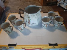 antique japanese pitcher and 6 cups picture