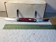 VINTAGE CASE XX THREE DOT CONGRESS KNIFE DARK RED BONE. MINT picture