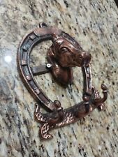 Rustic all CopperMetal Key Rack, Wall Hanger/3 Hooks (horse face with horseshoe) picture
