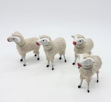 PUTZ WOOLY SHEEP LAMB MATCHSTICK LEGS FIGURE LOT 4 VINTAGE GERMANY TOY NATIVITY picture