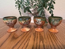 Vintage Mallorca Egg Cups Set of 4 | Hand Painted Spanish Pottery picture
