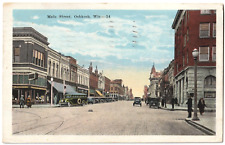 Main Street, Oshkosh, Wisconsin WI-Antique 1925 posted postcard picture