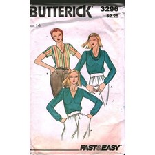 Vintage Butterick 3296 Sewing Pattern Misses Blouse Cowl V-Neck Size 14 Cut picture