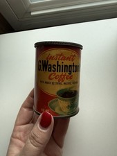 G. Washington's Vintage Instant Coffee Advertising Tin Can Red Gold Black picture
