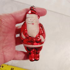 Vintage Hard Plastic Shiny Santa Christmas Ornament Retro picture