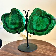 4.33LB Natural Malachite Crystal Products Beautiful Butterfly Wings Decoration picture