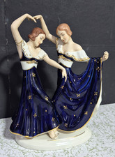 Antique Art Deco Royal Dux Porcelain  Figurine, Dancing Sisters, Figurine. 11