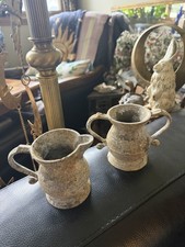 Amazing Antique Medieval Tavern Style Creamer & Sugar Set, Heavily Oxidized picture