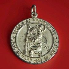 Vintage Sterling Silver St Christopher Pendant Medal 5.2g Travel Charm picture