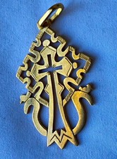18K Solid Yellow Gold Ornate Cross Pendant 7.7g 1.5” Religious Openwork Drop picture