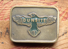 Vintage Rare Solid Brass Gunsite Western Belt Buckle Raven First Edition picture