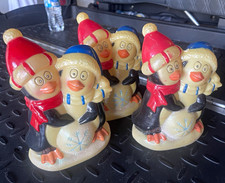 Vintage hard plastic mold Winter Penguin Figurines Set of 3 Christmas rare picture