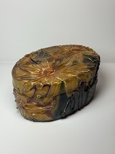 Large Sculptural Floral Resin Art Box Amber Relief Lid Luxury Decor Boutique picture