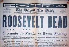 VINTAGE  FIVE (5) OLD DETROIT FREE PRESS AND NEWSPAPER HEADLINE PAGES - 1945 picture