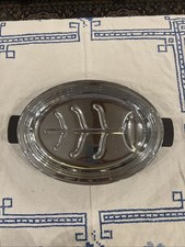 Vintage Farberware Brooklyn NY Chrome Sizzle Fish/Meat Platter Footed RARE Item picture