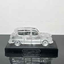 Vintage Crystal Austin London Taxi Cab Glass Figurine on Wood Display Base picture