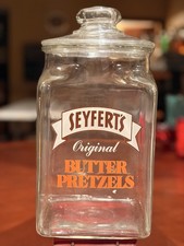 Vintage Seyfert's Original Butter Pretzels Large Glass Store Display Counter Jar picture