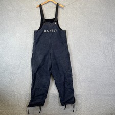 Vintage 1940s WWll US Navy Stenciled Deck Blue Bib Overalls Size Medium 17750 picture