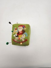 Vtg Needlepoint Crewlwork Pin Cushion Christmas Santa Rocking Horse picture