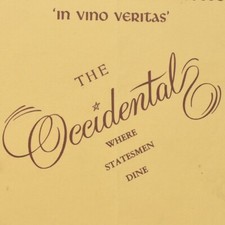 1950s The Occidental Restaurant Menu 1475 Pennsylvania Avenue NW Washington DC picture