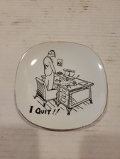 I QUIT (Desk Job), Vintage Mid-Century Naughty, JAPAN ceramic Trinket Dish, 5” picture