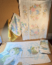 Vtg Groovy 1970s Kitchen Hand Towel Lot 6pc Distressed As-Is Fringe Cannon Sayco picture