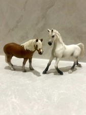 2 x Schleich Horses 13280 Haflinger Brown Stallion & Arabian Braided White Mare  picture