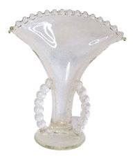 Imperial Candlewick Vintage Mid Century Clear Glass Fan Shaped Beaded Vase picture