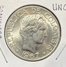 1967 COLOMBIA 50 CENTAVOS UNCIRCULATED COIN -30MM-KM#228 picture