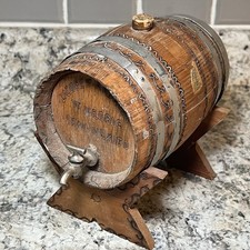 Antique Wooden Mexican Tequila wood  Bottle Barrel Shaped Tequila Vintage picture